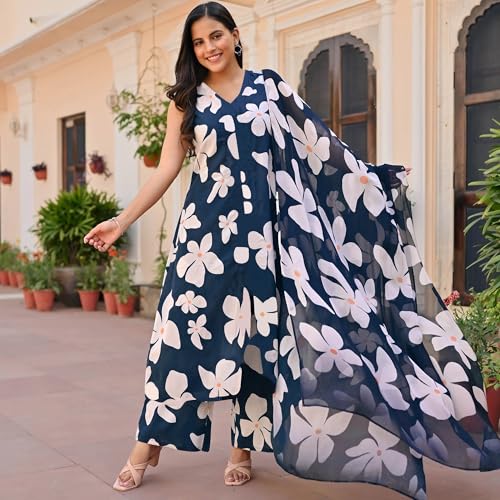 ANNI DESIGNER Women's Rayon Casual Style Kurta With Pant & Dupatta