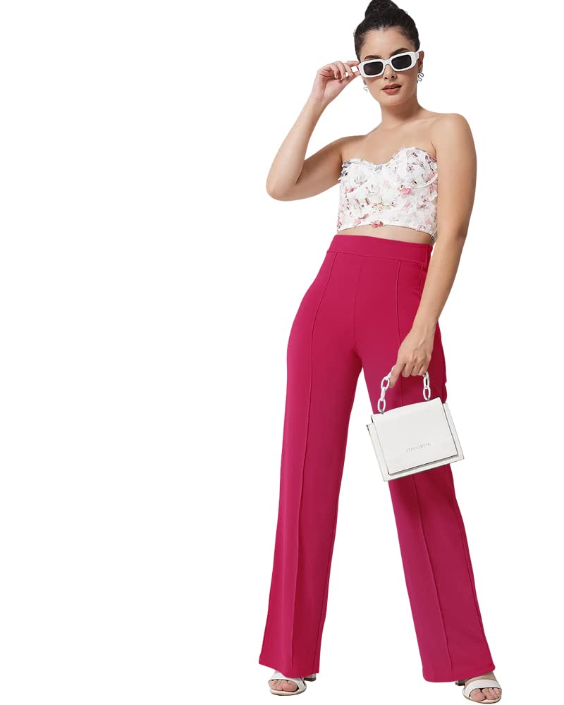 Noble Monk Women Regular Fit Casual Pant| High Waist Trouser | Wide Leg Baggy Korean Trousers For Women