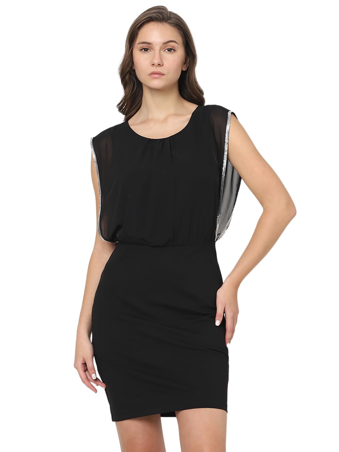 Vero Moda Black Embellished Fitted Dress