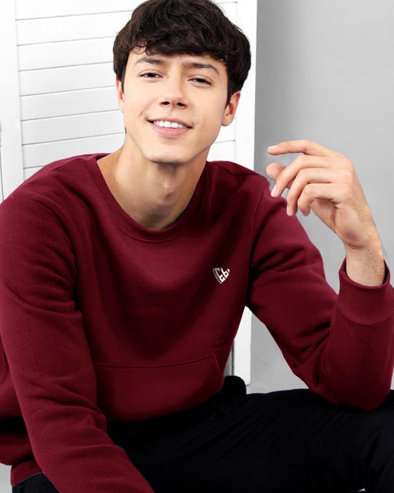 Eyebogler MenS Cotton Blend Round Neck Sweatshirt Rio Red
