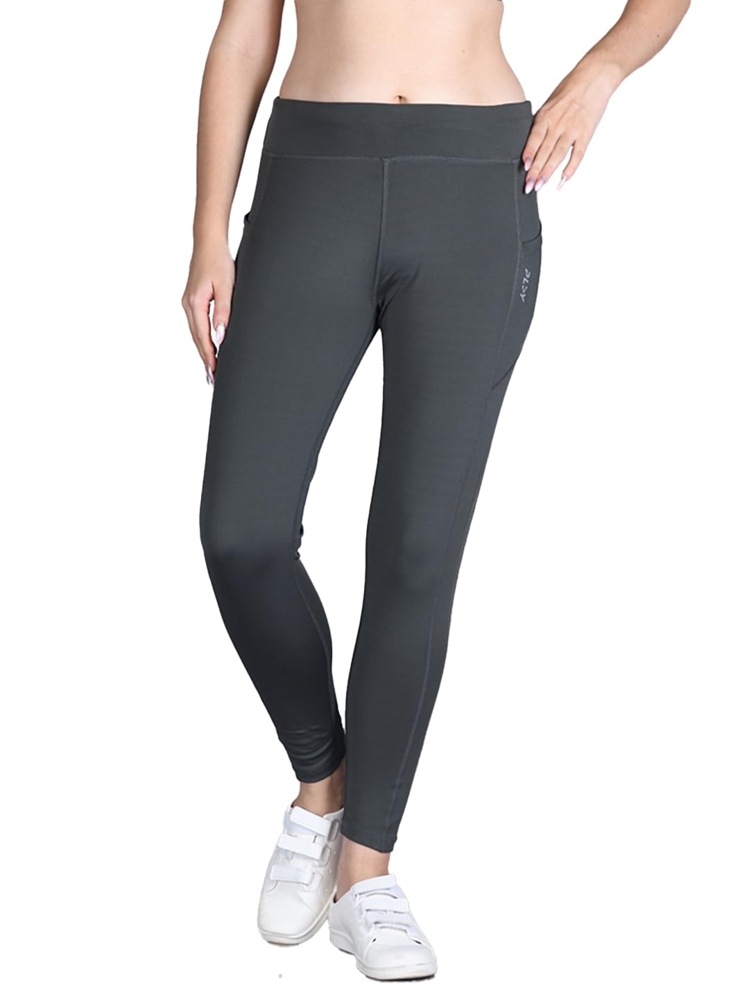 Lyra WomenS Polyester Activewear Sports Ankle Length Tights Grey