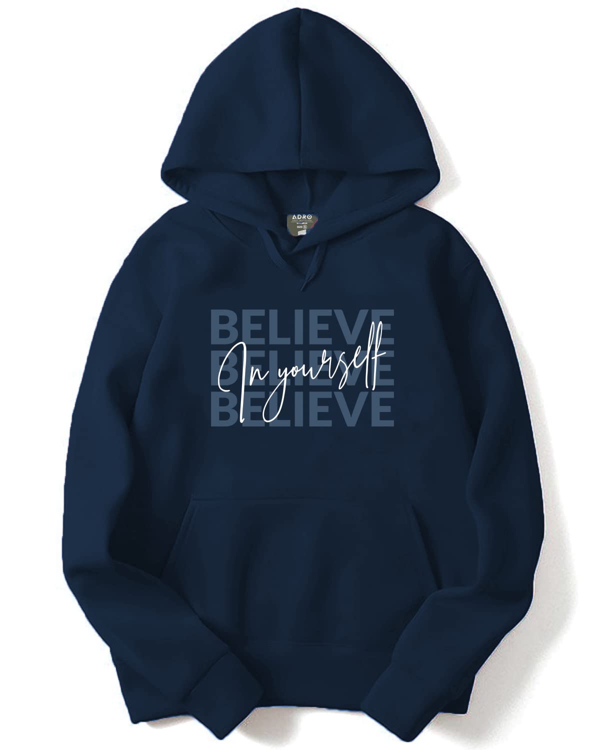 ADRO Mens Cotton Neck Hooded Sweatshirt (H22-M-INV-NB_Navy_XL)