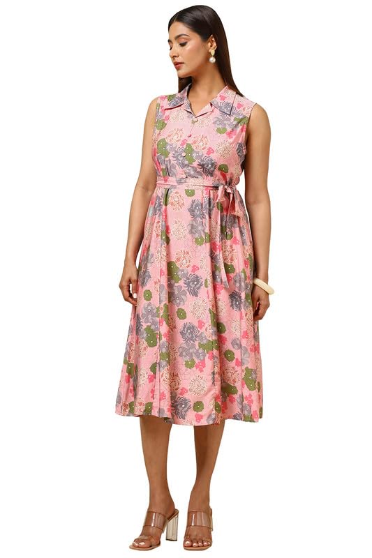Soch Womens Pink Rayon Floral Print Dress