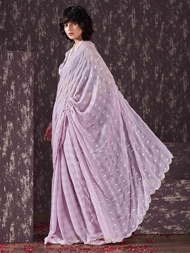 Womanista WomenS Women Satin Saree Ll Women Embellished Saree Ll Women Mirror Work Saree Ll Un-Stitched Blouse Saree