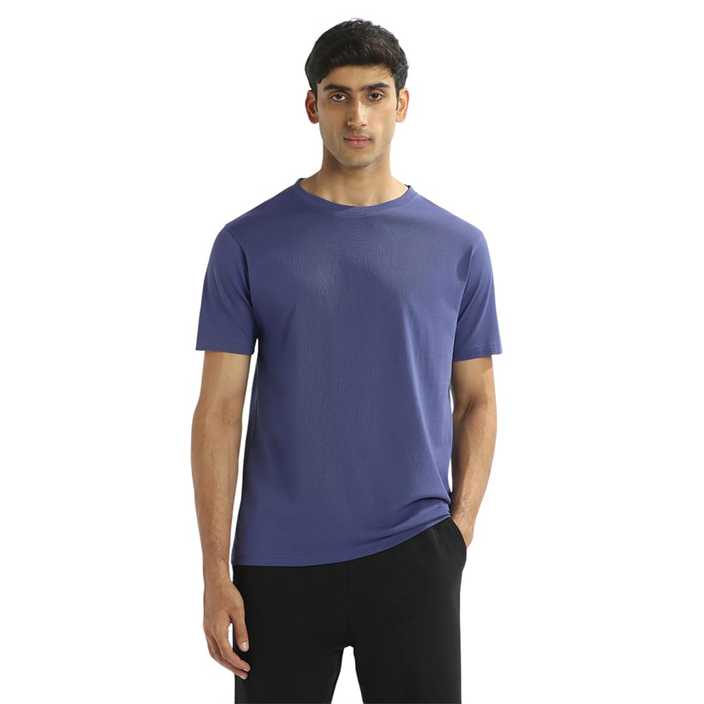 Nobero MenS Solid Regular Fit T-Shirt (1M-Twts-R0007_Future Dusk