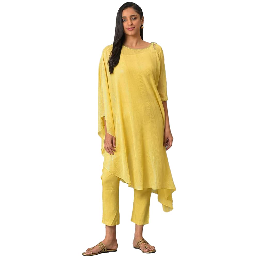 Aurelia Self-Design Yellow WomenS Kurta And Trousers Set