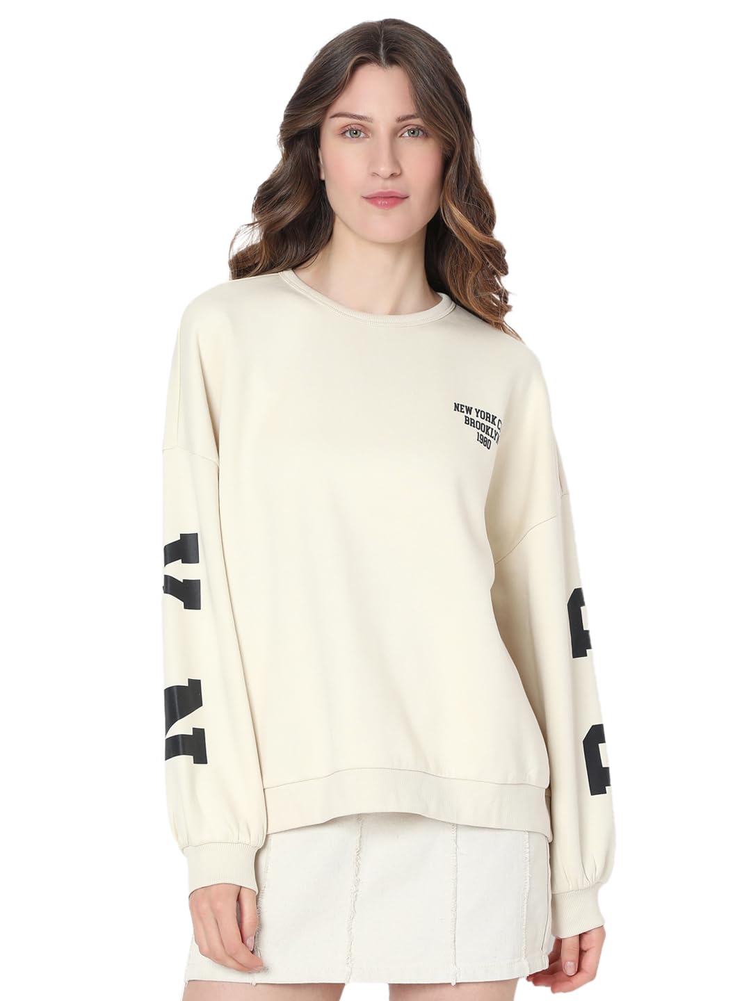 Vero Moda Womens Relaxed Fit Off White Sweatshirt