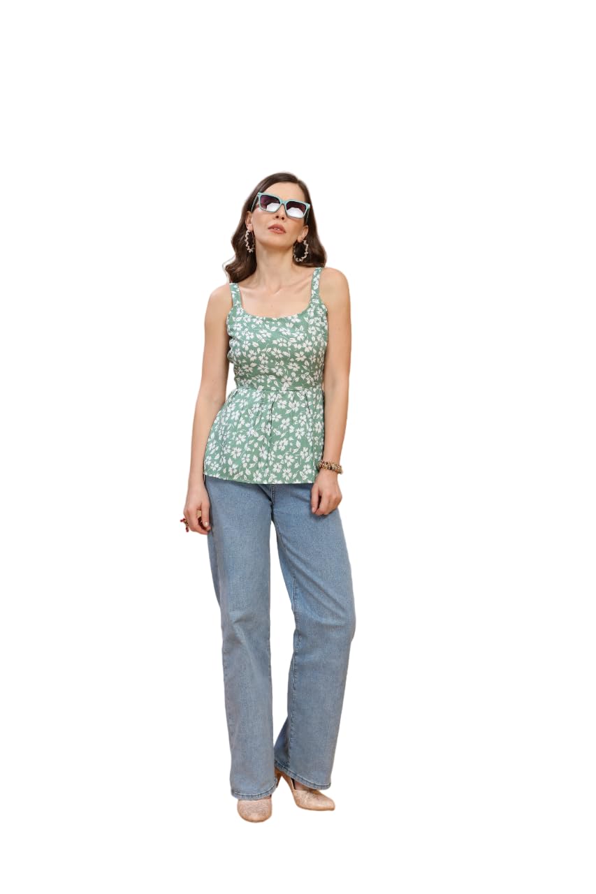 PATLANI Womens Rayon Sleeveless Printed top.