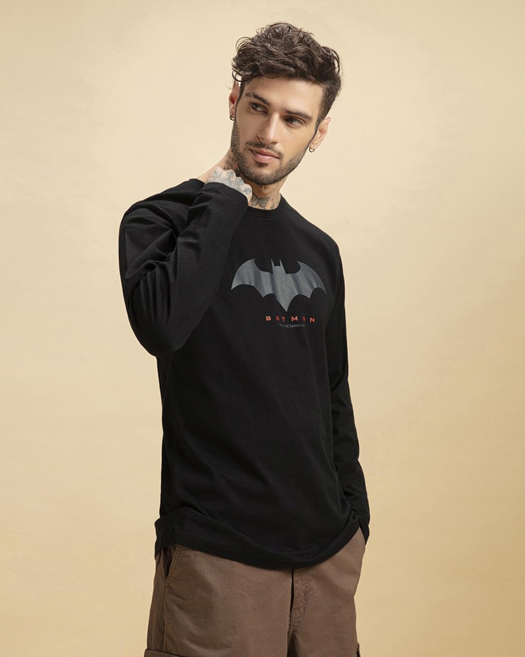 Bewakoof Official DC Merchandise Batman Mens Graphic Printed Regular Fit Half Sleeve Round Neck Cotton T-Shirt