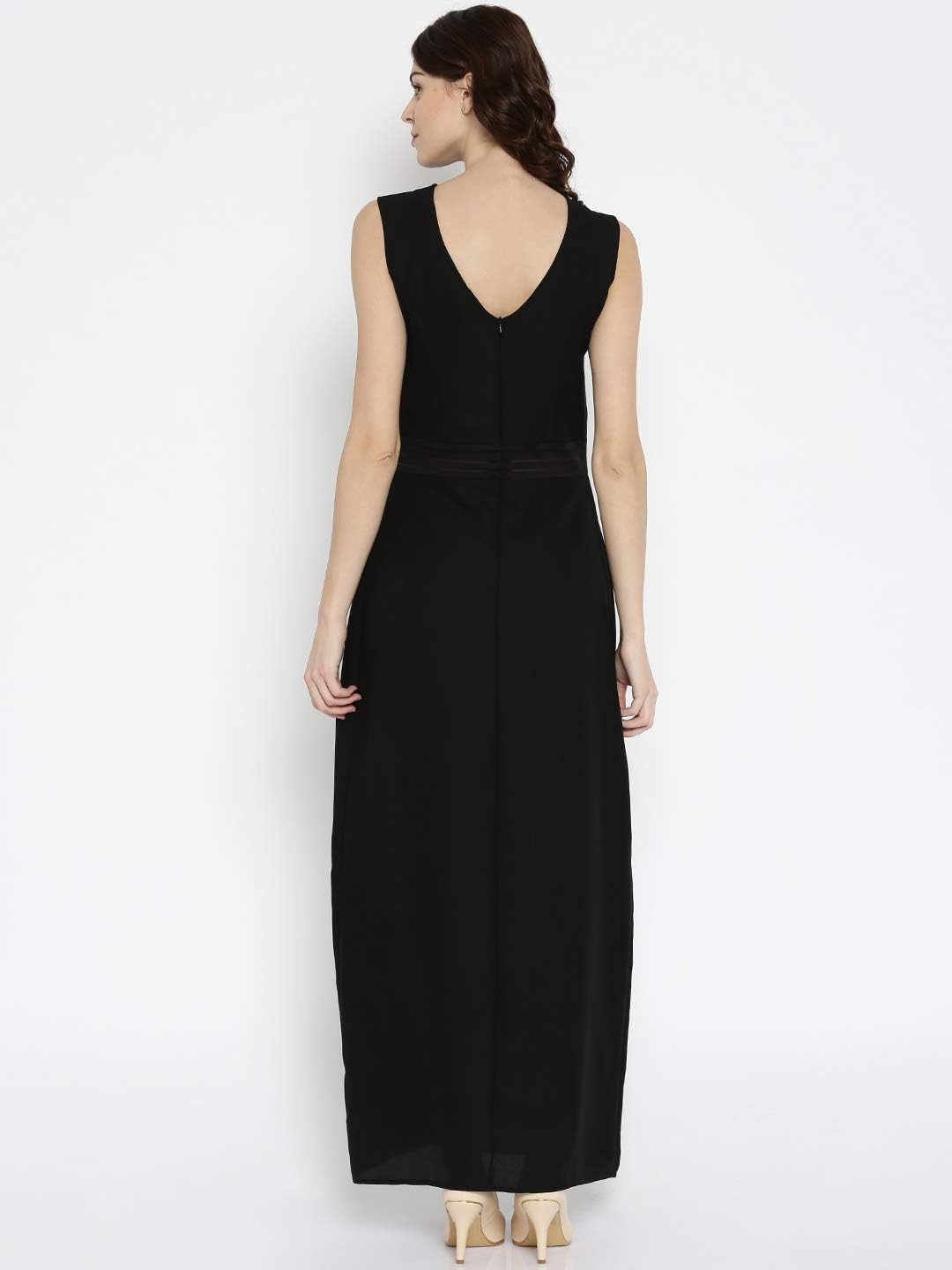 Rare Women'S Synthetic A-Line Maxi Dress (Ep1604- Black_Xl)