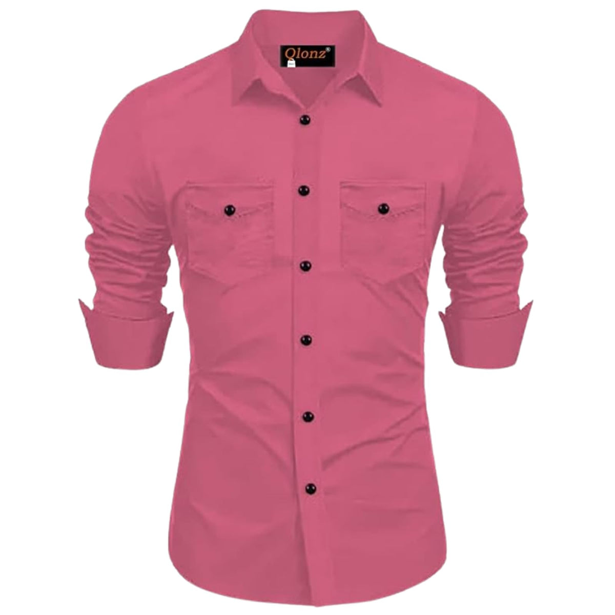 Rebelify Double Pocket With Flap Men Cargo Cotton Shirt Pink