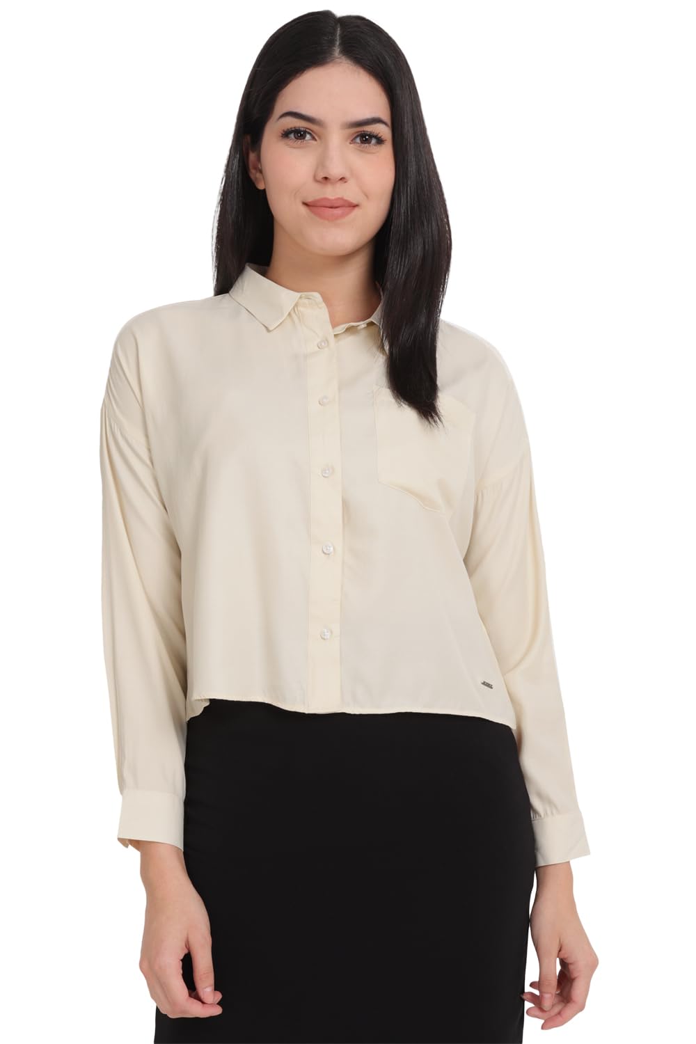 Allen Solly Women Regular Fit Solid Formal Polyester Full Sleeve T-Shirt