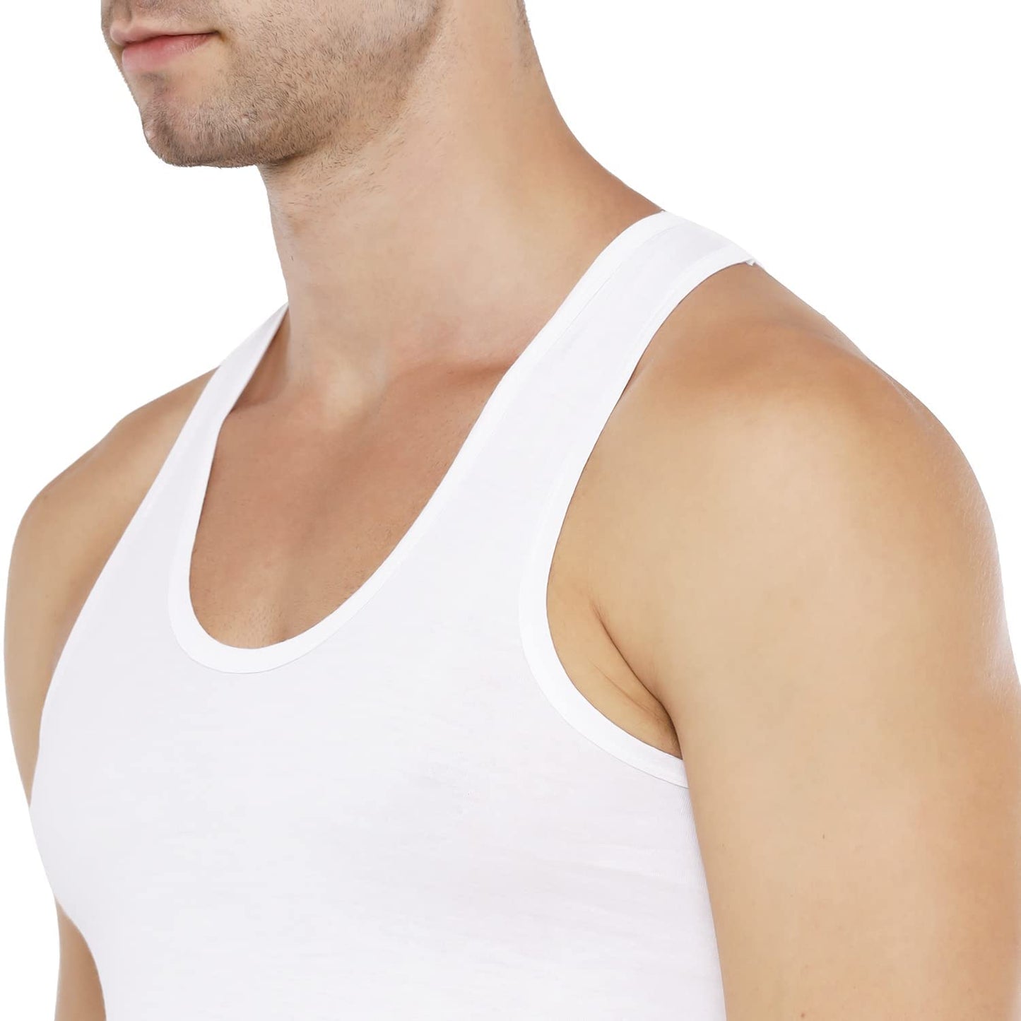 Rupa Mens Solid Regular Fit Vest (Jon_PO5_White