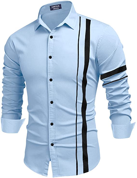 Bellstone MenS Solid Regular Fit Shirt (B-8200_Sky Blue