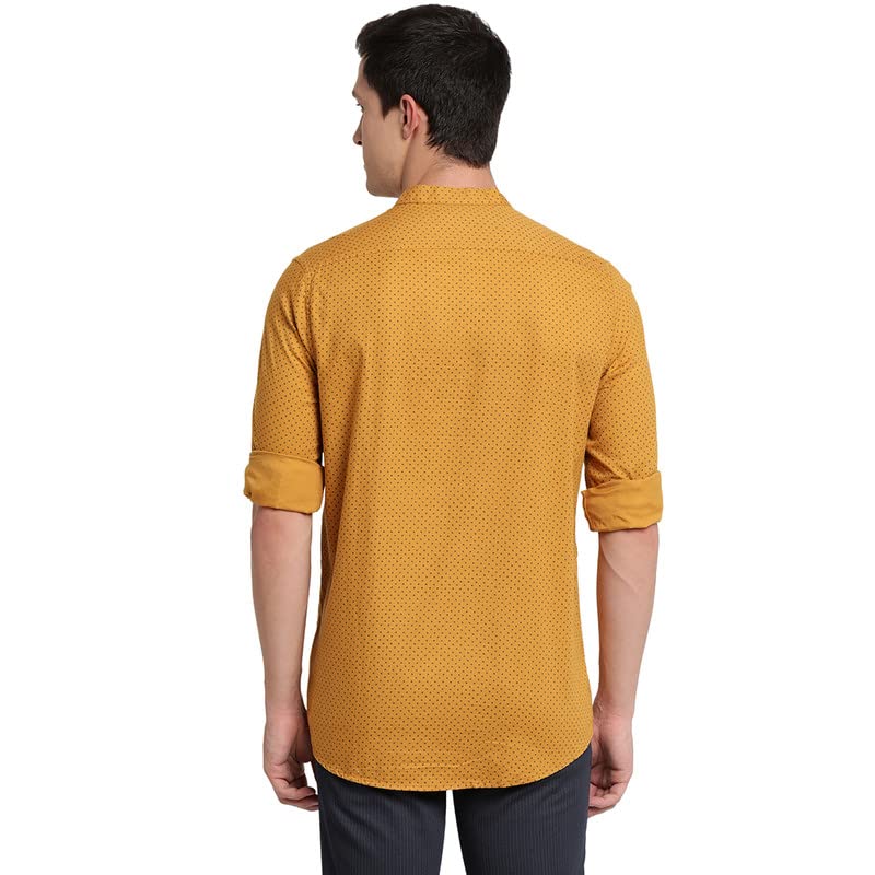 Turtle Men Pure Cotton Printed Kurta Shirts Yellow