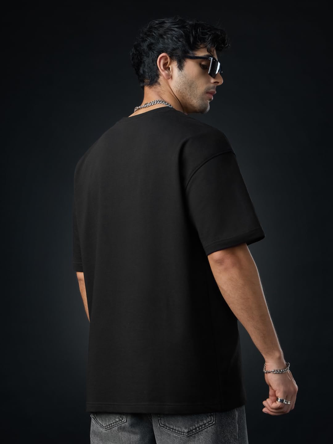 The Souled Store Jurassic Park: Rockstar Men and Boys Short Sleeves Round Neck Black Graphic Printed Cotton Oversized T-Shirts