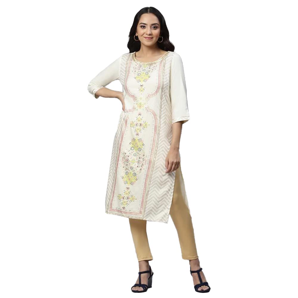Aurelia Floral Viscose Rayon Round Neck Womens Kurtas