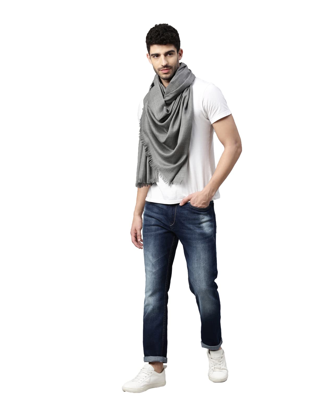 Pashmoda Men Zarif Pure Wool Melange Stole (Size 71X203 Cm)