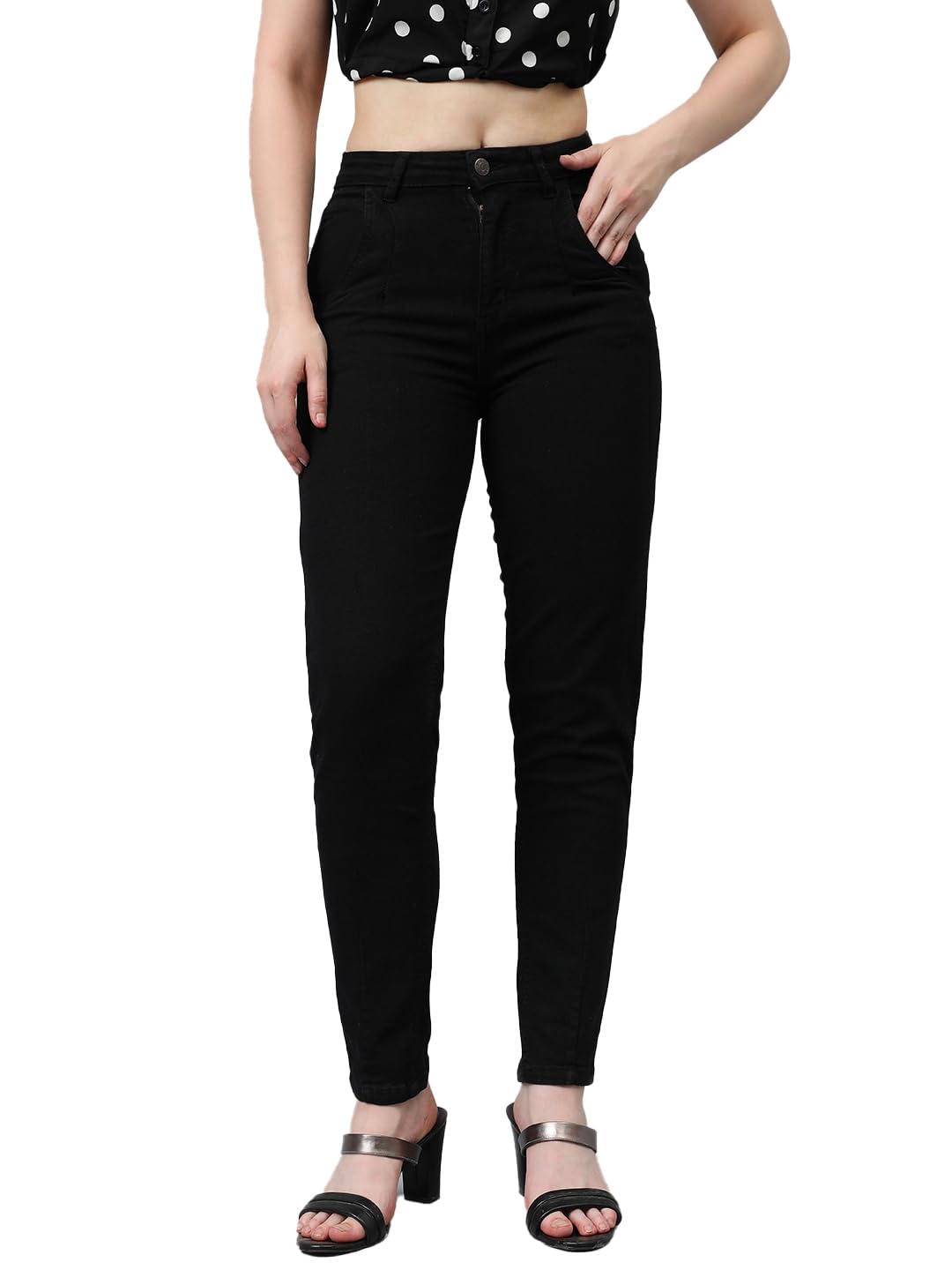 Kotty Women High Rise Cotton Lycra Slim Fit Solid Jeans