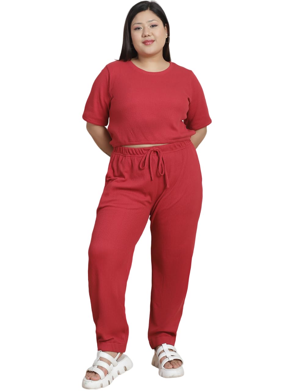 Rigo Plus Size Co-ord Set | Round Neck, Slim Fit Tracksuit Co-ords Set | Stylish Dresses | Casual, Beach & Vacation Wear
