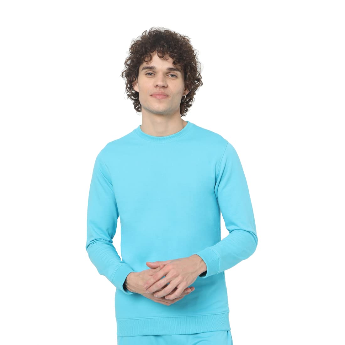 Bewakoof MenS Solid Regular Fit Full Sleeve Round Neck Terry Sweatshirt