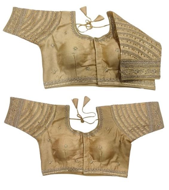 Pujia Mills Womens Blouse Readymade Blouse Embroidery Multi Coding Gold Thread Indian Ethnic Designer Stitched Womens Readymad