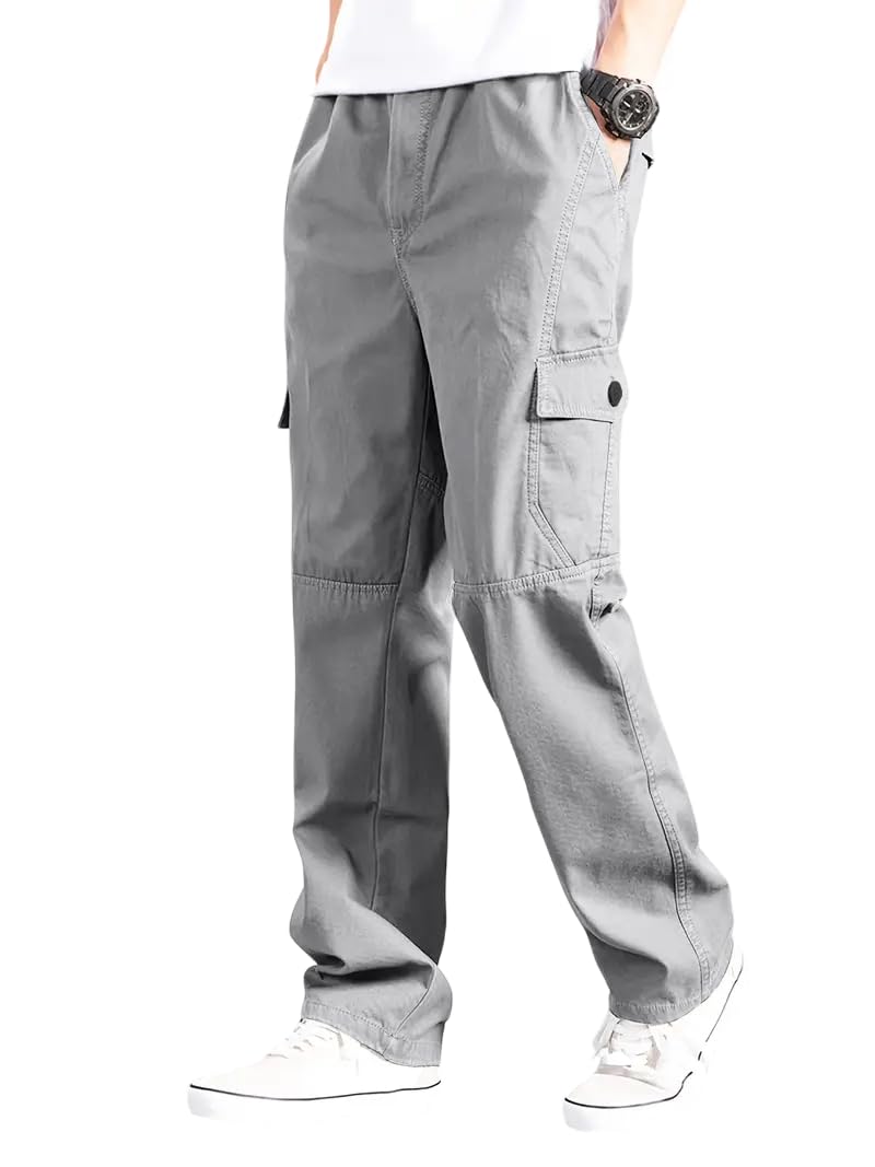TAGAS Men Cotton Cargo Trouser ||Mens Relaxed Fit Cargo|| Mens Multi Pocket Cargos Pants||MC-16 Light Grey
