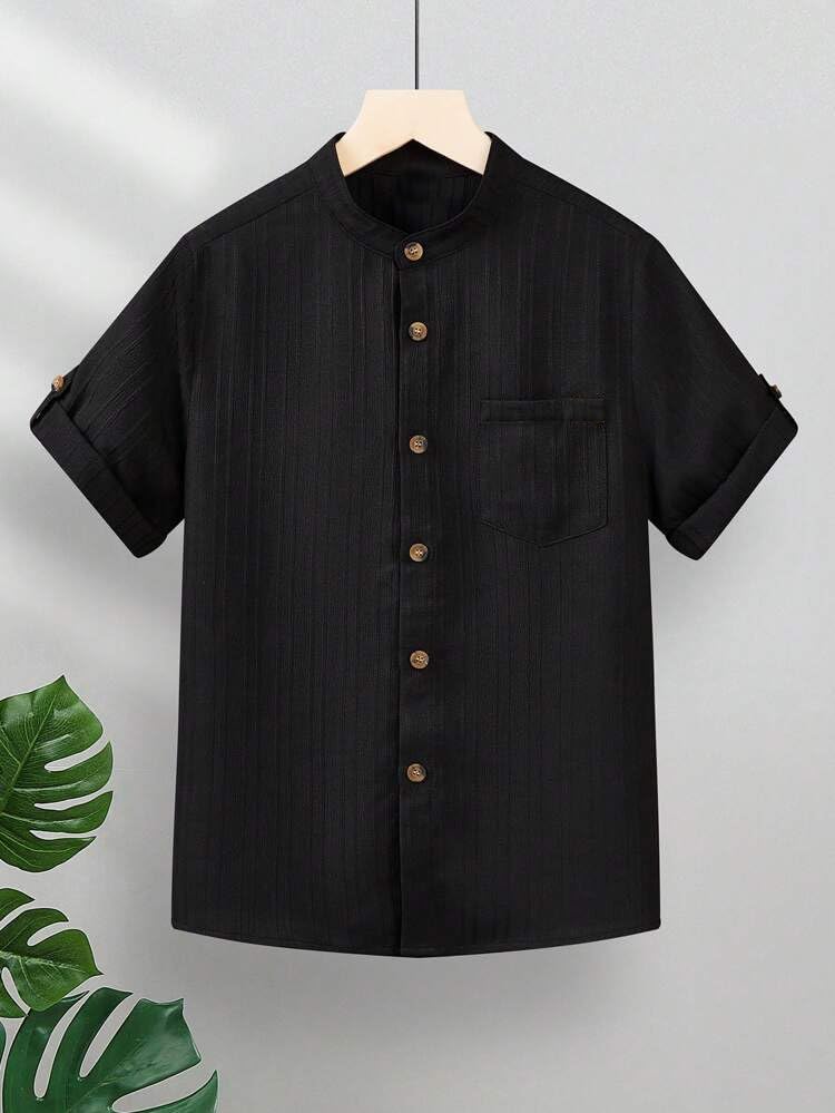 TAGAS Boys Regular Fit Shirt (BS-2033(Combo)_White-Black