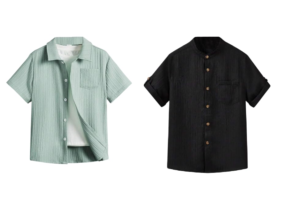 TAGAS Boys Regular Fit Shirt (BS-2033(Combo)_Mint-Black
