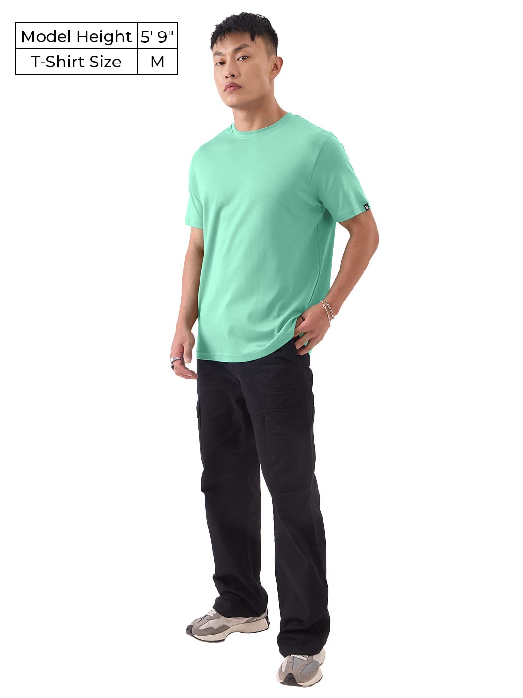 The Souled Store Supima: Apple Mint Men and Boys Regular fit Solid Half Sleeve Cotton Mint Green Color Supima T-Shirts