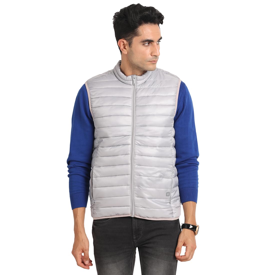 Turtle Men Nylon Solid Regular Fit Sleeveless Grey Windcheater Jacket