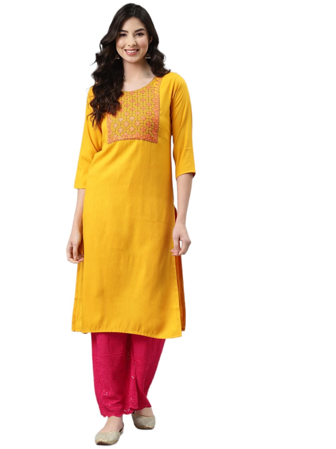 Aarika Women'S Cotton Regular Shirt (Nv-Kurti-Mg-9001_Yellow