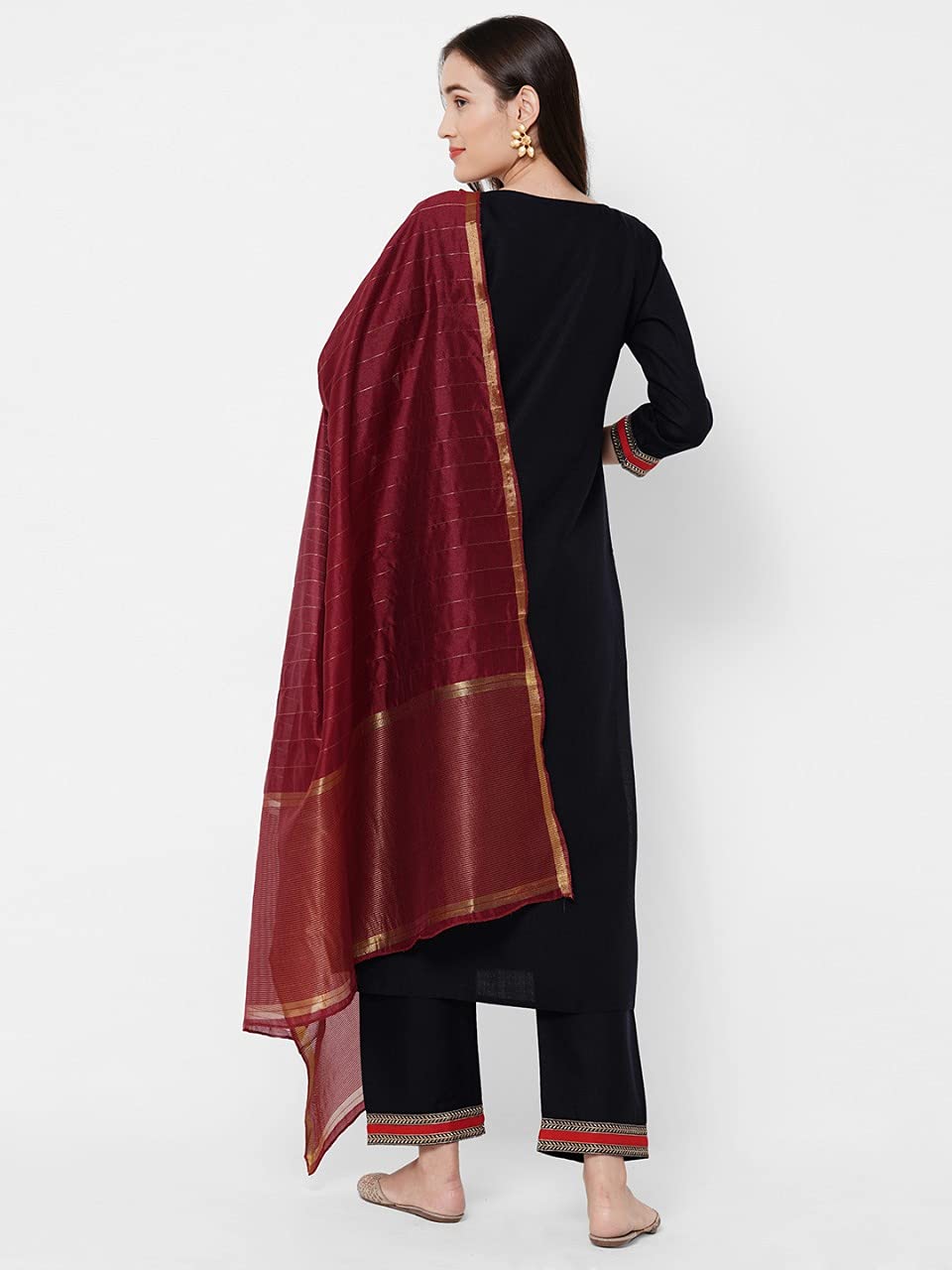 ANNI DESIGNER Womens Cotton Blend Kurta With Palazzo & Dupatta