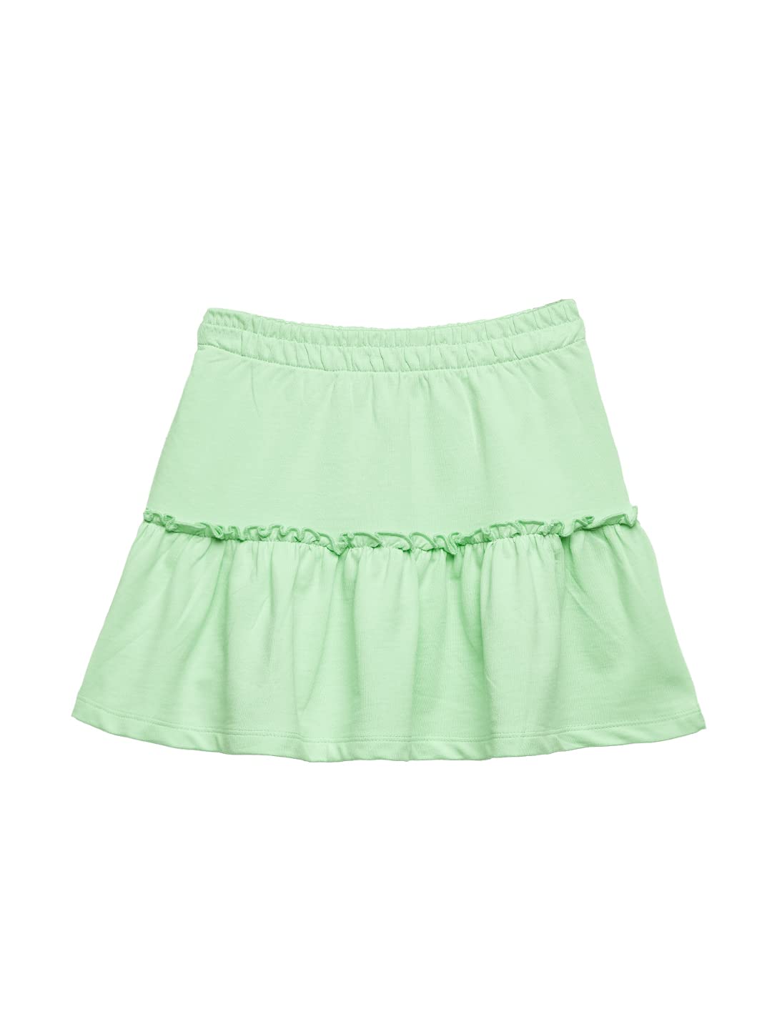 The Souled Store Solids: Mint Kids and Girls Regular fit Cotton Green Color Girls Tiered Skirts