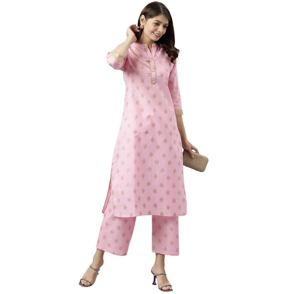 ANNI DESIGNER Womens Polycotton Straight Printed Kurta with Palazzo (Kinju)
