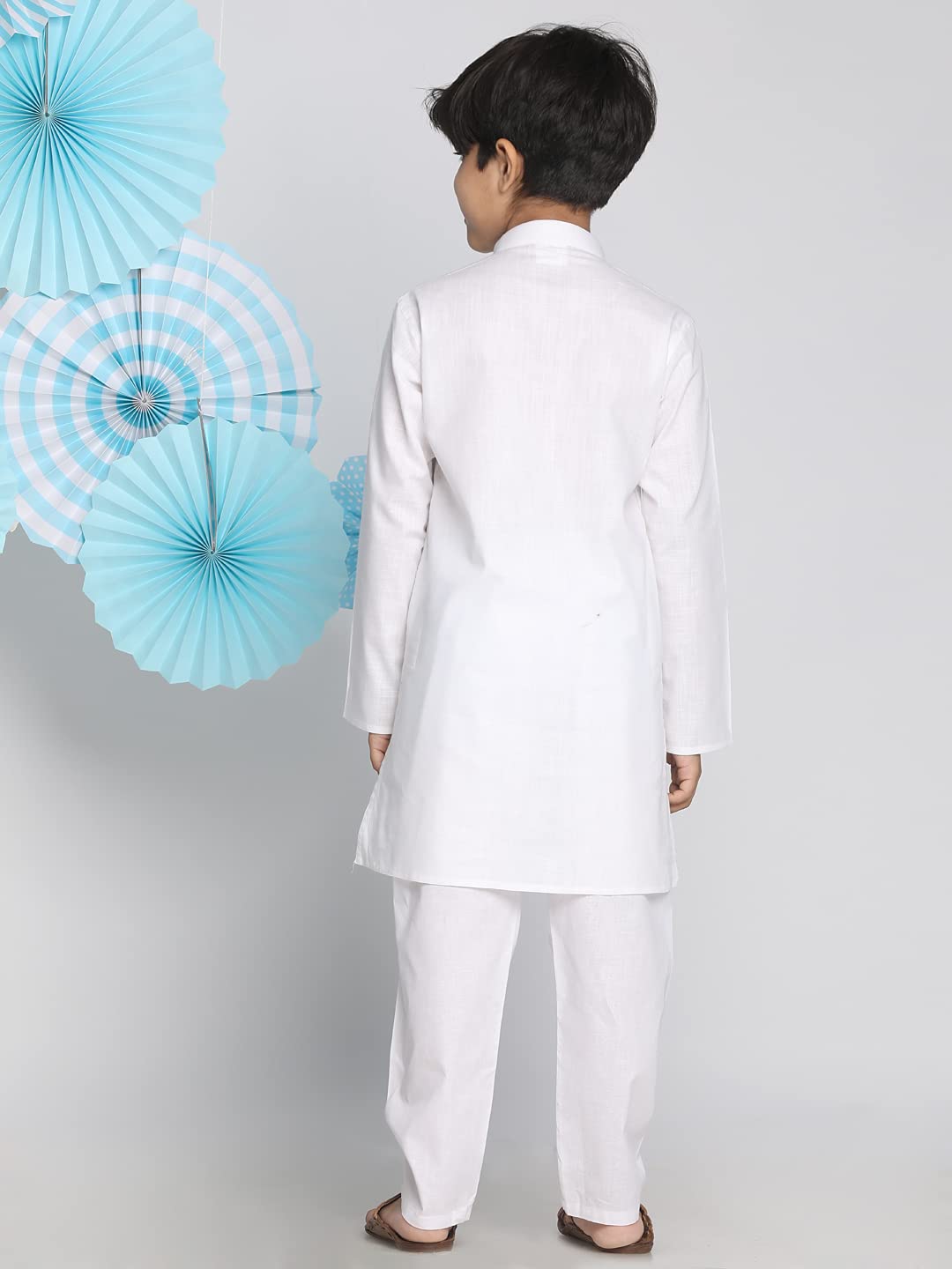 Vastramay Boys Pure Cotton White Kurta And Pyjama Set With Muslim Cap Soft & Comfortable Festive