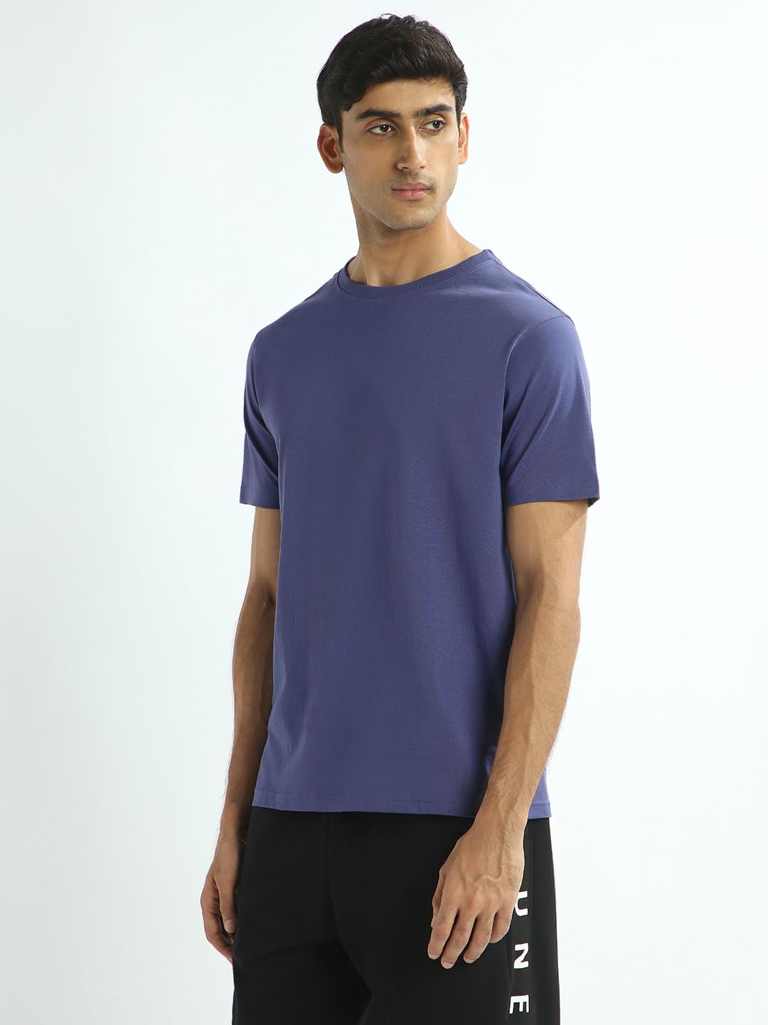 Nobero MenS Solid Regular Fit T-Shirt (1M-Twts-R0007_Future Dusk