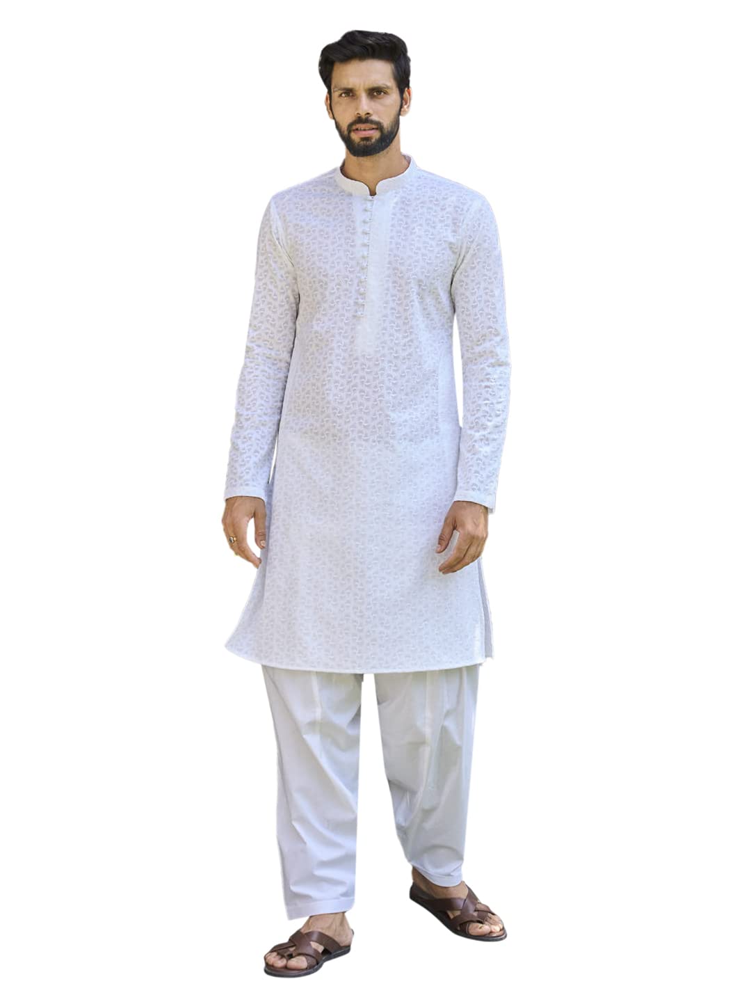 See Designs Mens Kurta - Specially Crafted And Designed For The Eid Festival | Men White Chikankari Embroidered Straight Full Sl