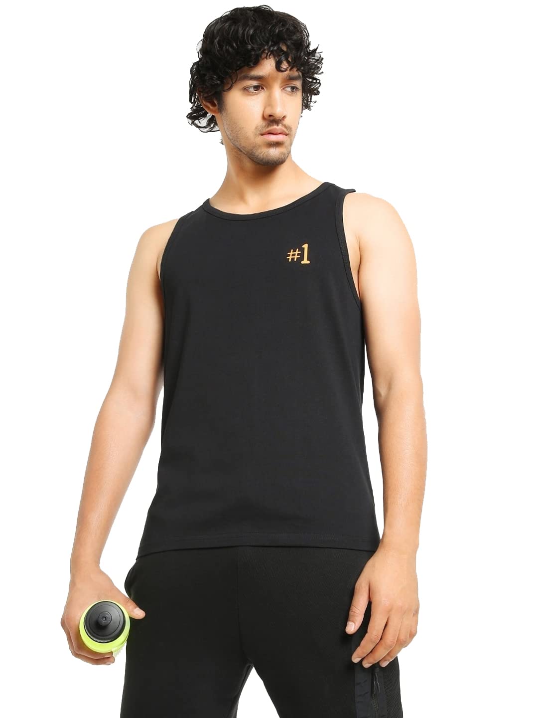 Bewakoof Mens Second to None Typography Black Round Neck Sleeveless Oversized Vest