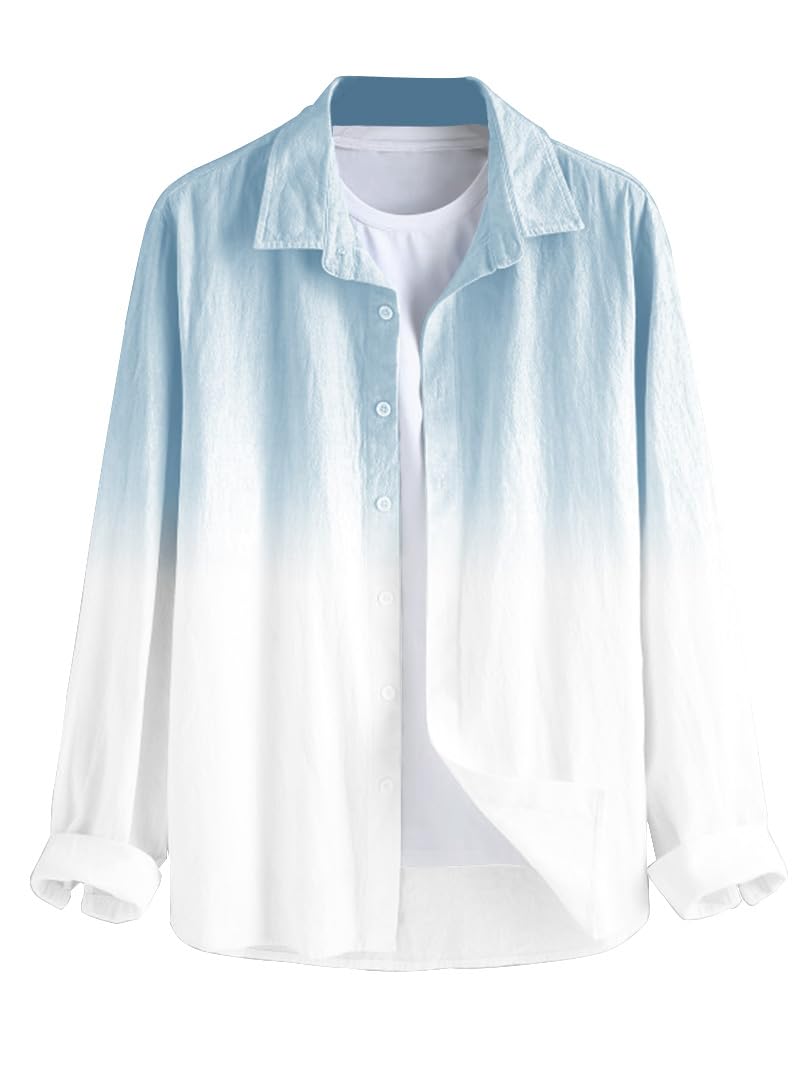 BE ACTIVE Mens Casual Linen Blend Ombre Faded Shirt || Casual Shirts for Men || Men Casual Shirt || Casual Wear Shirts (CPR0156