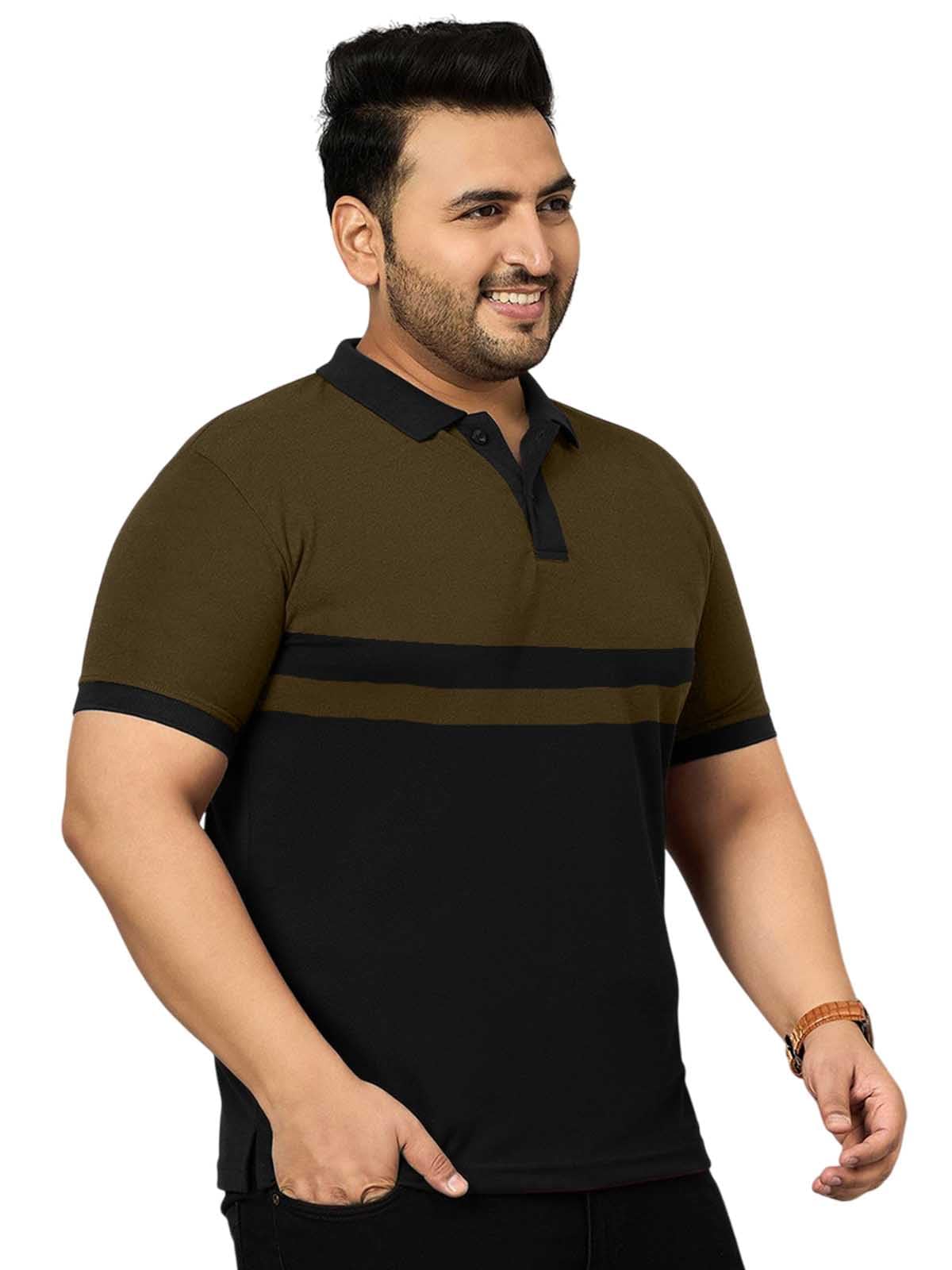 Veirdo Mens Cotton Short Sleeve Regular Fit Classic Polo Collar Plus Size T-Shirt