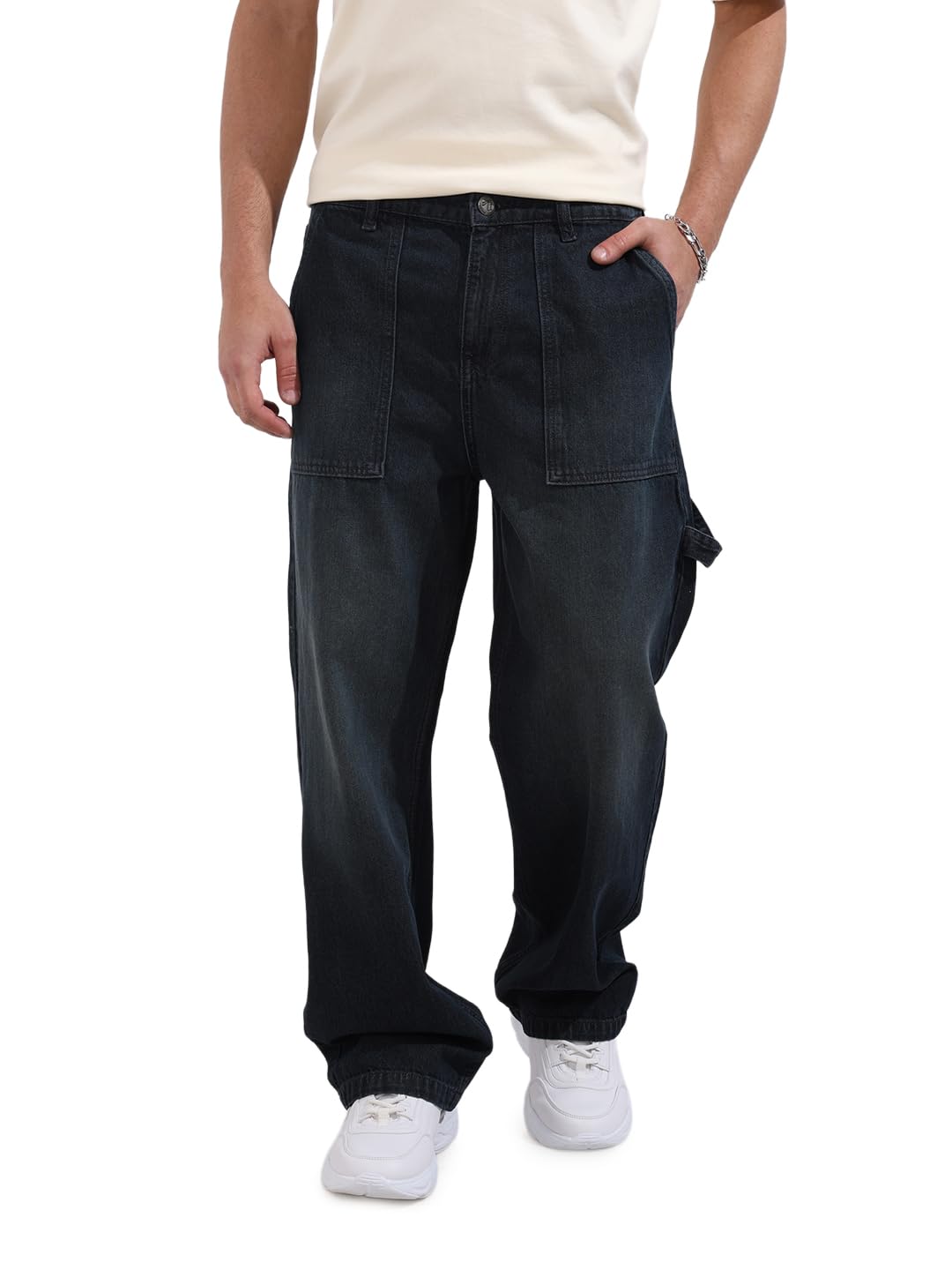 The Indian Garage Co Mens Relaxed Fit Solid Mid-Rise Sweater