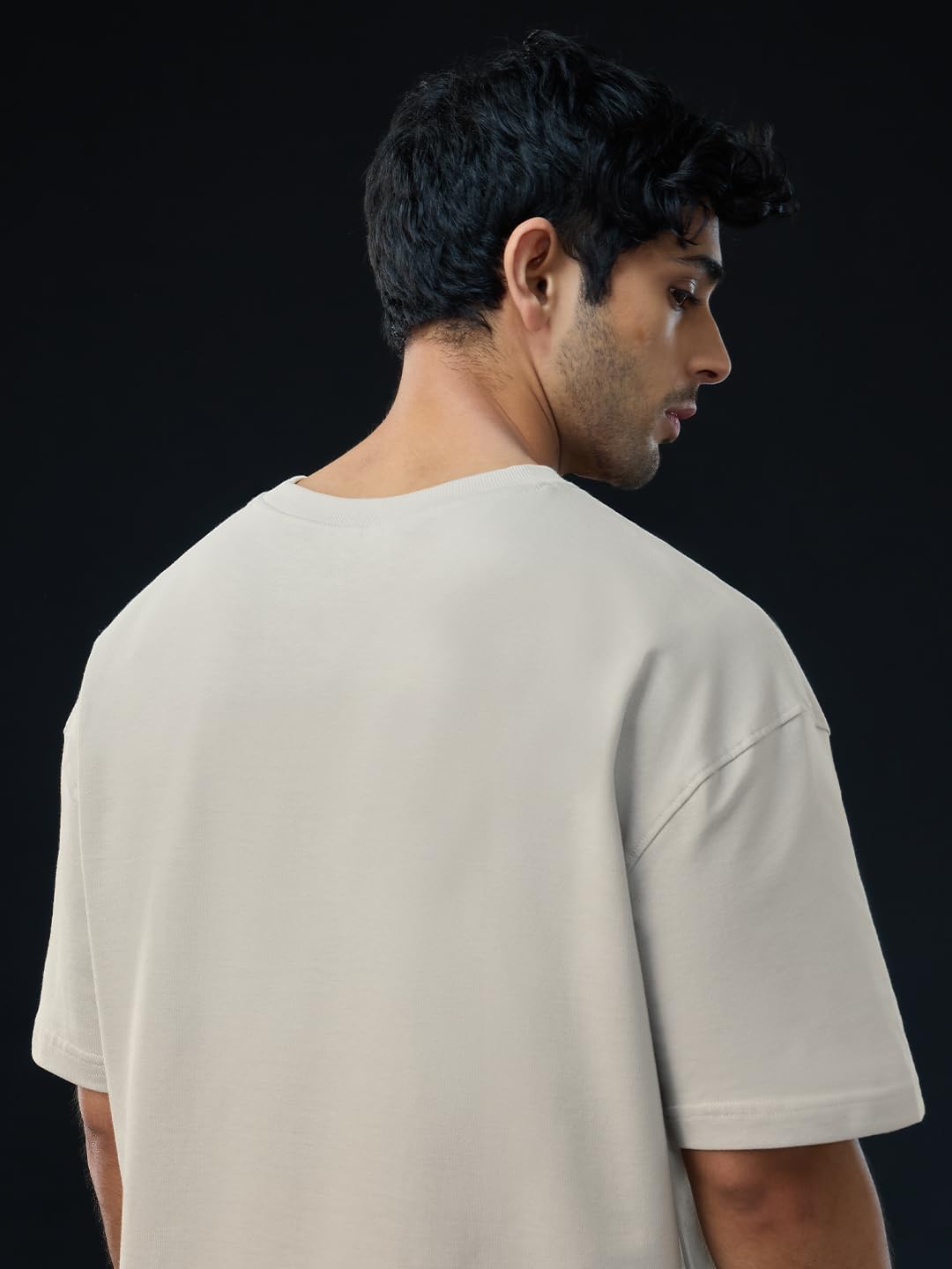 The Souled Store Welcome: Majnu Bhai Painting Men and Boys Grey Graphic Printed Cotton Oversized T-Shirts