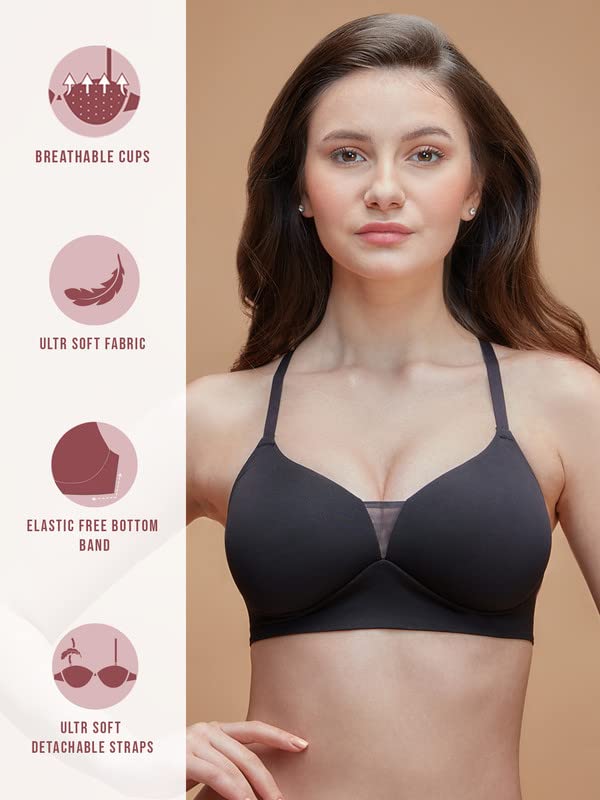 Nykd WomenS Wirefree Padded Seamless 4-Way Stretch Bra | Invisible Fit | Lighter Than Air Fabric | Soft Foam Cups | Ultimate Co