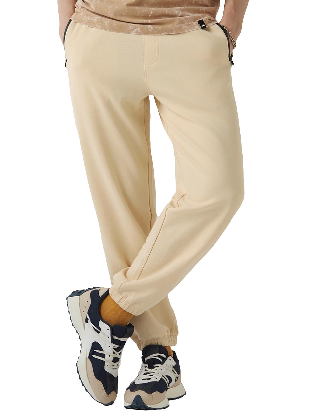 Bewakoof Mens Mid Rise Solid Oversized Fit Cotton Joggers_646461_Brown_XL
