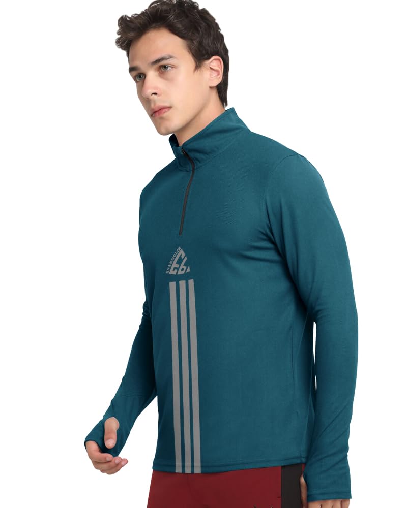 Eyebogler Men Polo Neck Graphic Printed Full Sleeve Regular Fir T-Shirt Ink Blue