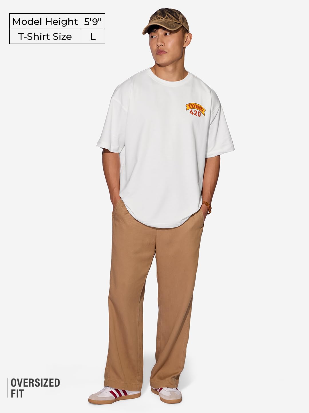 The Souled Store High As Hell Men and Boys Short Sleeve Round Neck White Graphic Printed Cotton Oversized T-Shirt