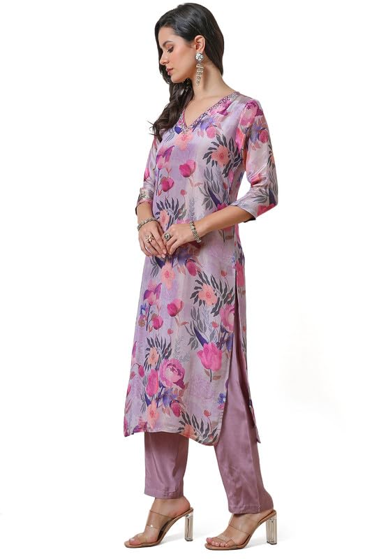 Soch Womens Tissue Kurta Set (EWA4KS10509A_Purple