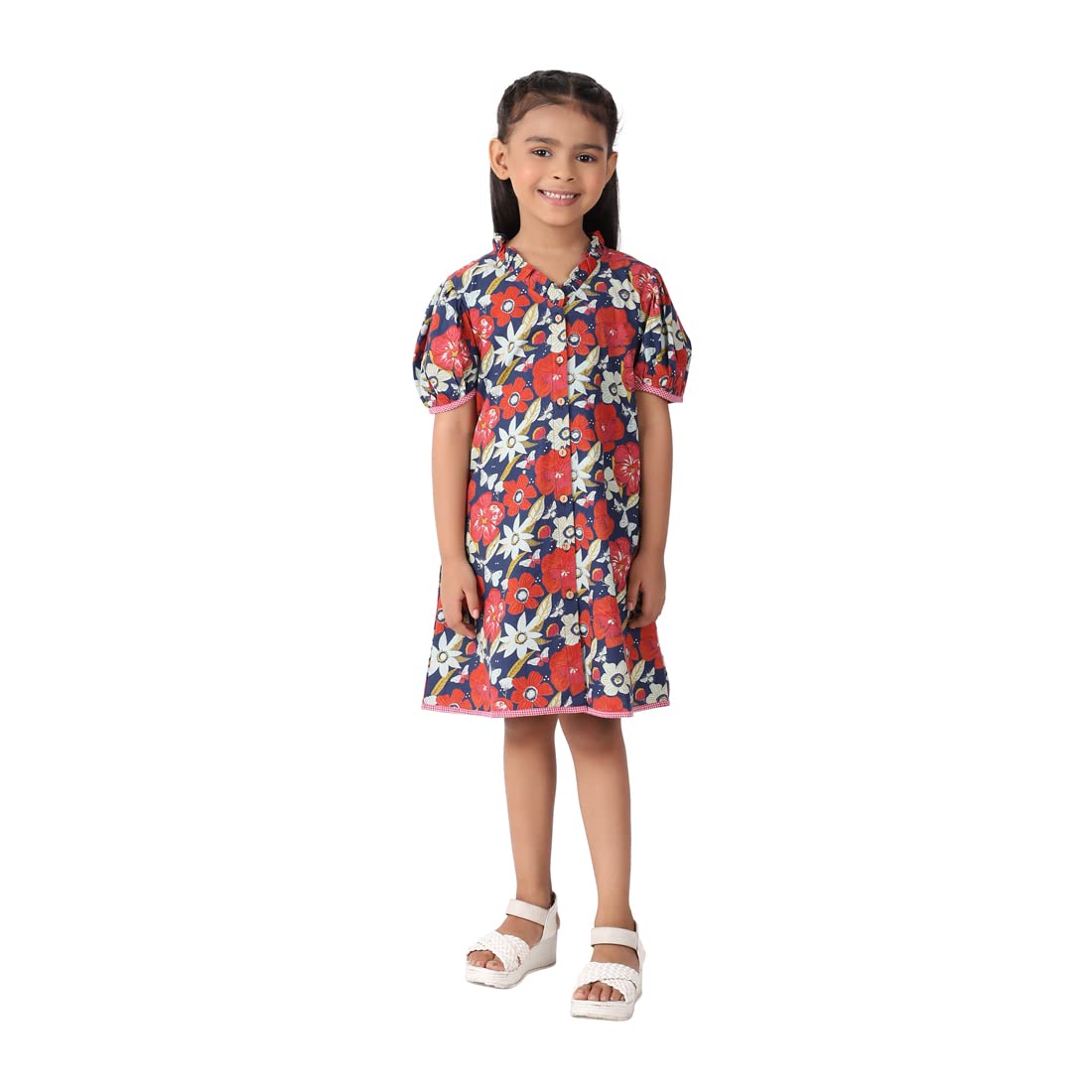 Fabindia Kids Cotton Printed Dress Navy_2-3Y
