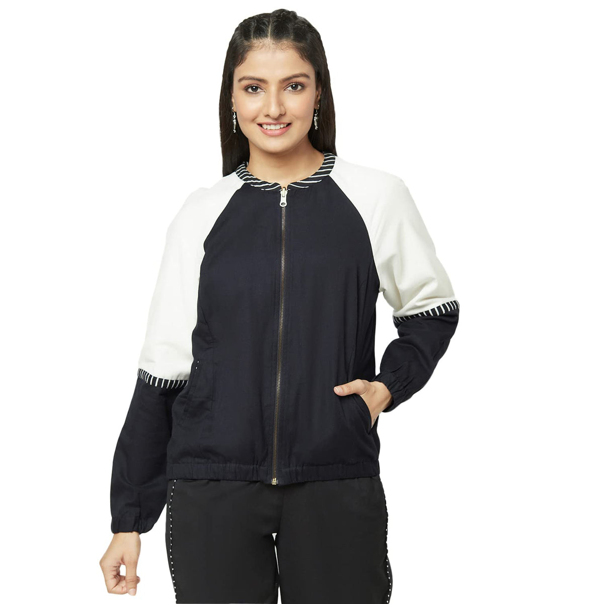 Fabindia WomenS Cotton Linen Flax Jacket (6018079Black_Black_Xl)